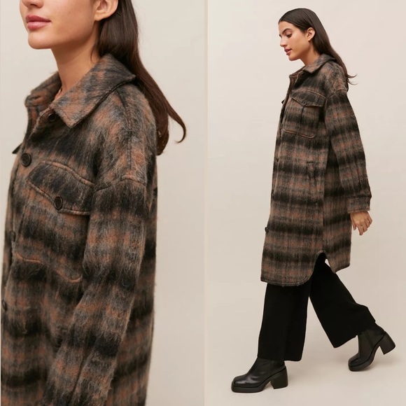 RELISTED 7 For All Mankind | Brushed Plaid Longline Coat - Picture 4 of 8